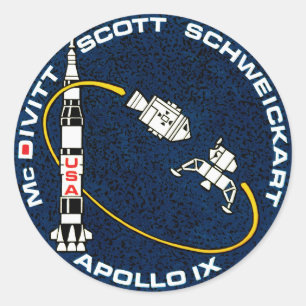 Apollo 9 NASA-Missionsabzeichen-Logo Runder Aufkleber