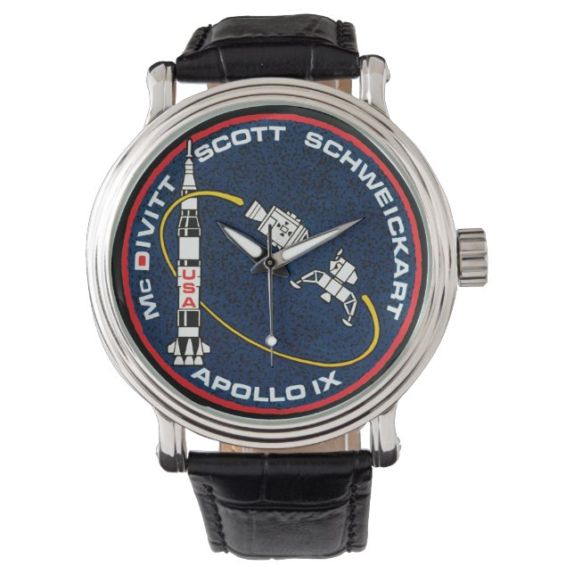Apollo 9 Patch Logo für die Mission der NASA Armbanduhr (Vorderseite)