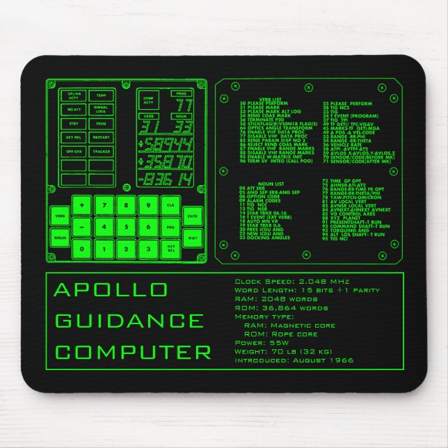 Apollo Guidance Computer Mouse Pad Mousepad (Vorne)