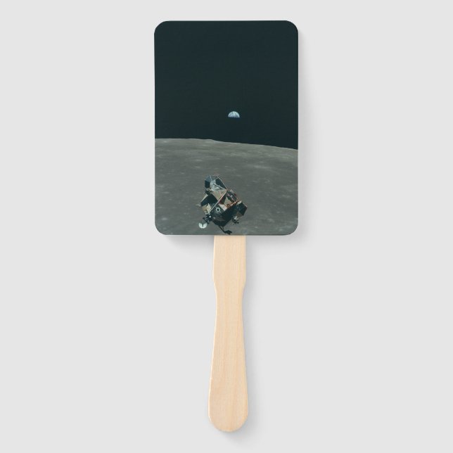 Apollo Lunar Lander und Erdaufgang über dem Mond Fächer (Vorderseite)