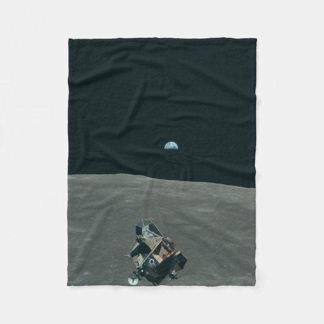 Apollo Lunar Lander und Erdaufgang über dem Mond Fleecedecke (Vorderseite)