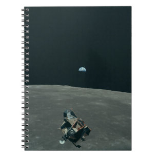 Apollo Lunar Lander und Erdaufgang über dem Mond Notizblock