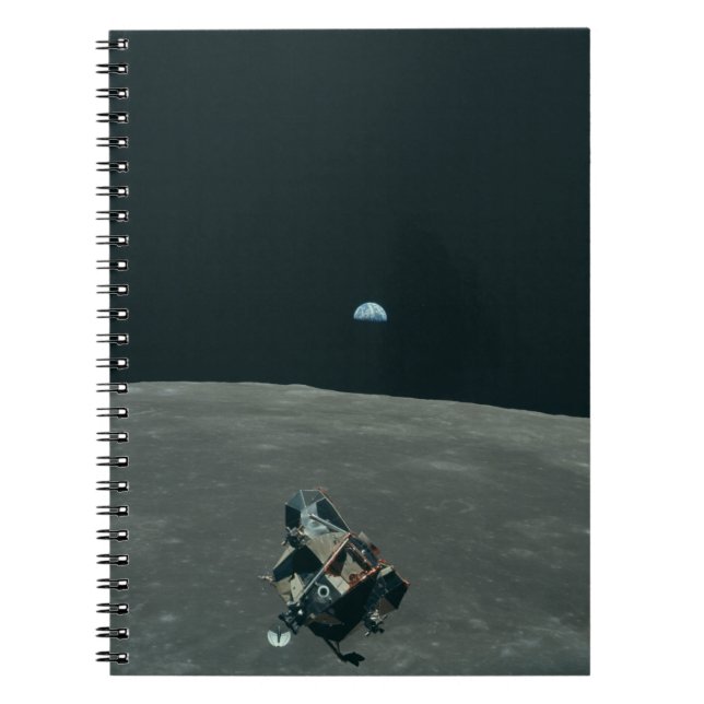 Apollo Lunar Lander und Erdaufgang über dem Mond Notizblock (Vorderseite)