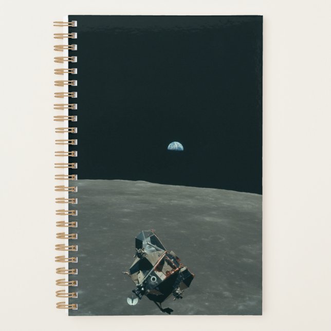 Apollo Lunar Lander und Erdaufgang über dem Mond Planer (Vorderseite)