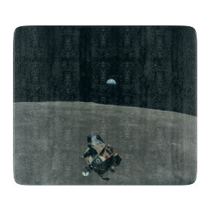 Apollo Lunar Lander und Erdaufgang über dem Mond Schneidebrett