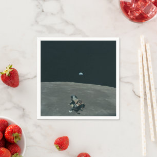 Apollo Lunar Lander und Erdaufgang über dem Mond Serviette