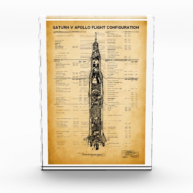 APOLLO-Mondmission SATURN / Rocket Blueprint 1967 Fotoblock (Vorderseite)