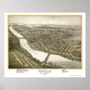 Apollo, PA Panorama-Übersichtskarte - 1896 Poster