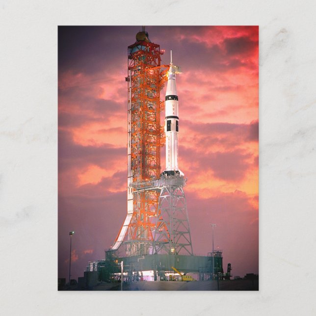 Apollo Saturn 1B Raketenstart Postkarte (Vorderseite)