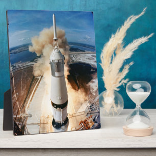 Apollo Saturn V Raketenstart zum Mond 1969 Fotoplatte