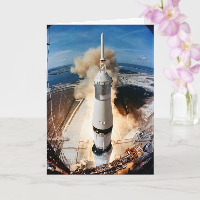 Apollo Saturn V Raketenstart zum Mond 1969 Karte (Orchidee)