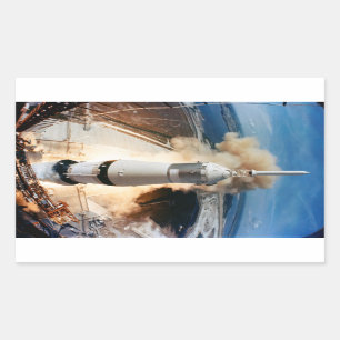 Apollo Saturn V Raketenstart zum Mond 1969 Rechteckiger Aufkleber