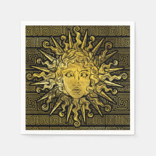 Apollo Sun Symbol auf griechischem Schlüsselmuster Serviette