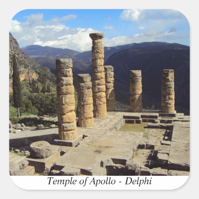 Apollo-Tempel - Delphi Quadratischer Aufkleber (Vorderseite)