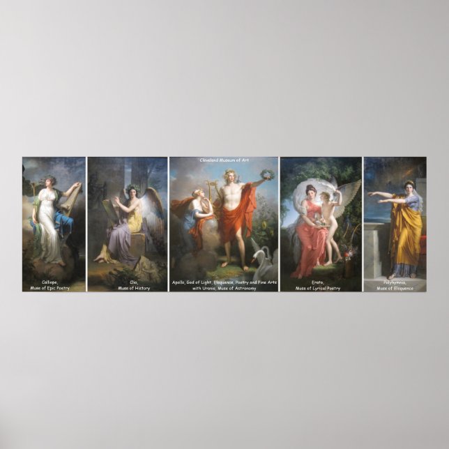 Apollo und die Musen von Charles Meynier Poster (Vorne)