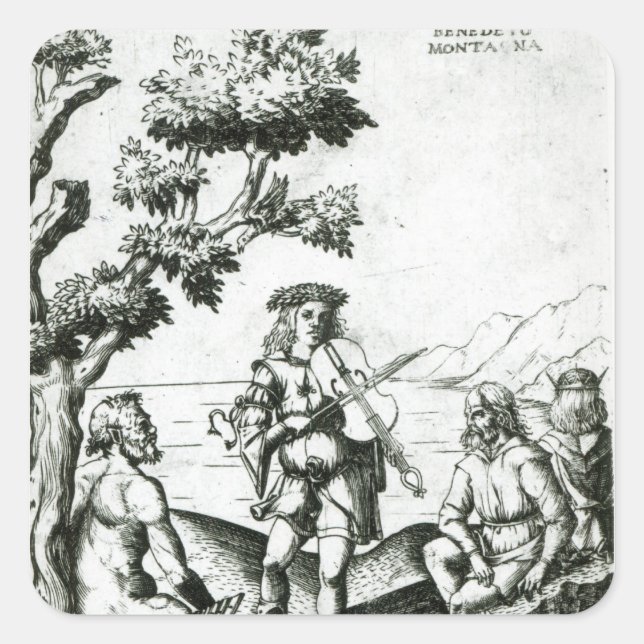 Apollo und Pan Quadratischer Aufkleber (Vorderseite)
