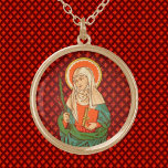 Apollonia (VVP 001) Vergoldete Kette<br><div class="desc">Antiquitätenbild St. Apollonia aus einem chromolithographischen Gedenkprint des späten 19. Jahrhunderts,  herausgegeben von K. van de Vyvere-Petyt,  Brugge,  Belgien,  in der privaten Sammlung religiöser Ephemeriden des Designers. Fest: 9. Februar</div>