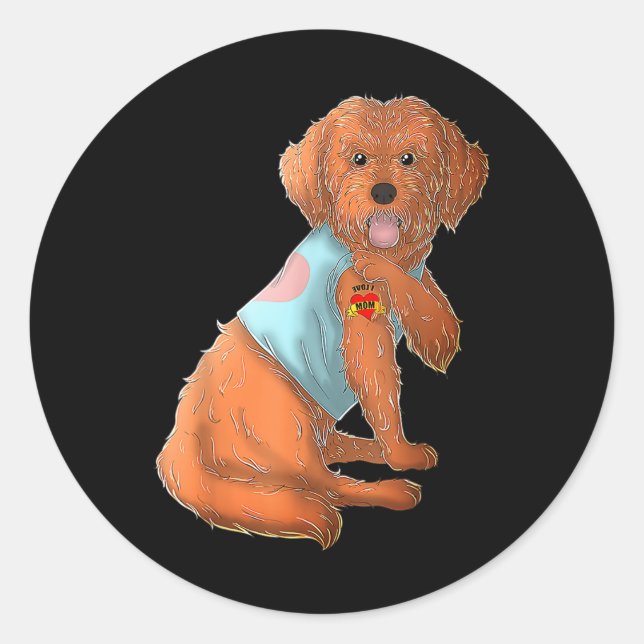 Apoo I Liebe Mama Tattoo Hundeshirt Kindermütter T Runder Aufkleber (Vorderseite)