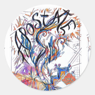 Apostate farbenfrohe Freidoodle Zeichnend Runder Aufkleber