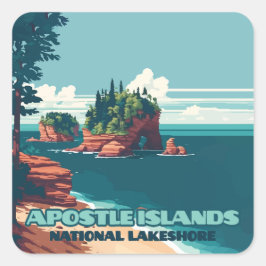 Apostel Islands National Lakeshore Wisconsin Retro Quadratischer Aufkleber