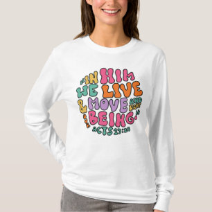 Apostelgeschichte 17:28 Handlettering Farbige Typo T-Shirt