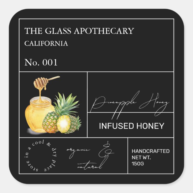 Apothécaire ananas Étiquette de miel infusé (Devant)