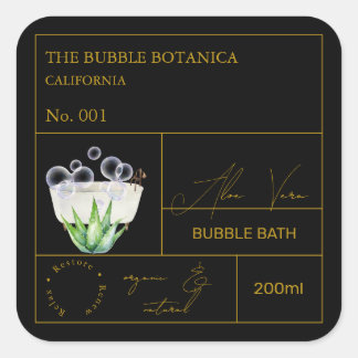 Apothecary Aloe Vera Bubble Bath Label Quadratischer Aufkleber