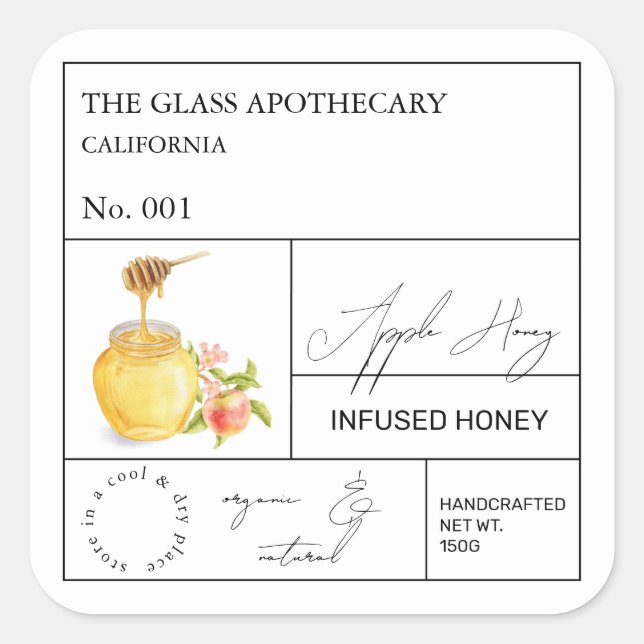 Apothecary Apple Étiquette de miel infusé (Devant)
