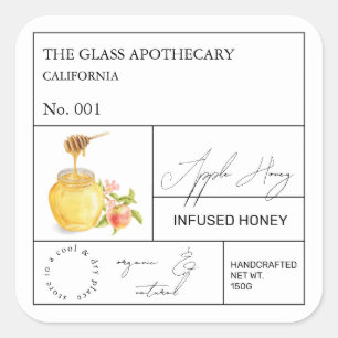 Apothecary Apple Infted Honey Label Quadratischer Aufkleber