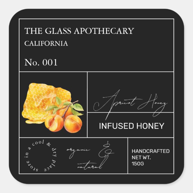 Apothecary Apricot Étiquette de miel infusé (Devant)