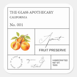 Apothecary Apricot Label Quadratischer Aufkleber