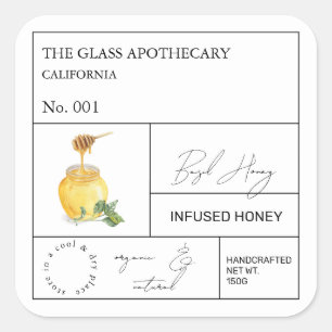 Apothecary Basil Infantiertes Honey Label Quadratischer Aufkleber