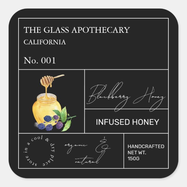 Apothecary Blackberry Infused Honey Étiquette (Devant)