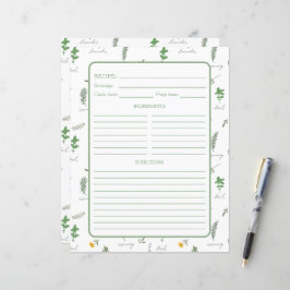 Apothecary Botanical Recipe Binder Page