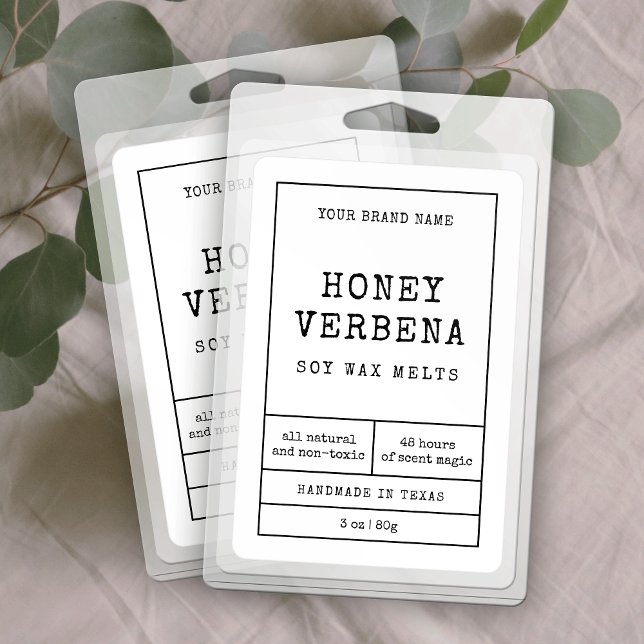 Apothecary Candle Business Rectangle Product Label Lebensmitteletikett (Rustic black & white rectangle product labels with vintage style fonts + apothecary layout)