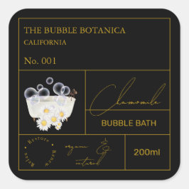Apothecary Chamomile Bubble Bath Label Quadratischer Aufkleber