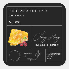 Apothecary Cherry Infted Honey Label Quadratischer Aufkleber