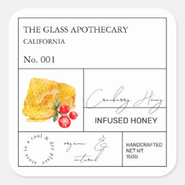 Apothecary Cranberry Infted Honey Label Quadratischer Aufkleber