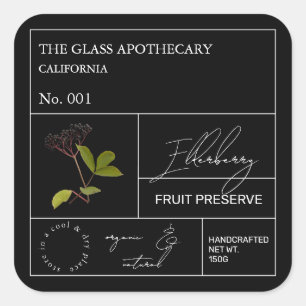Apothecary Elderberry Label Quadratischer Aufkleber