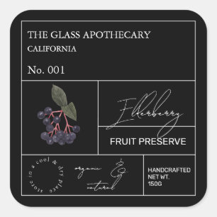 Apothecary Elderberry Label Quadratischer Aufkleber