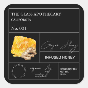 Apothecary Ginger Root Infatum Honey Label Quadratischer Aufkleber