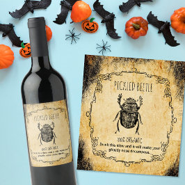 Apothecary halloween Vintager gepflückter Käfer Weinetikett