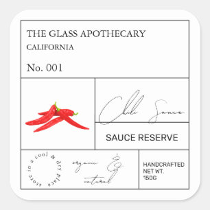 Apothecary Hot Chili Label Quadratischer Aufkleber