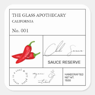 Apothecary Hot Chili Label Quadratischer Aufkleber