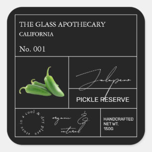 Apothecary Jalapeno Label Quadratischer Aufkleber