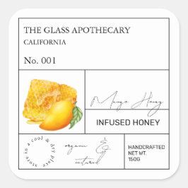 Apothecary Mango Infoblatt Quadratischer Aufkleber