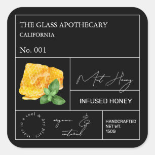 Apothecary Mint Infted Honey Label Quadratischer Aufkleber