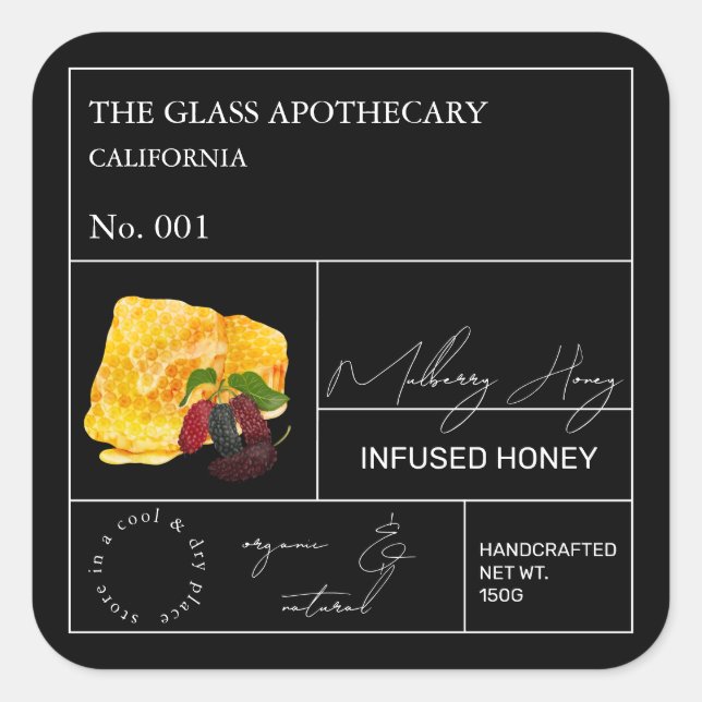 Apothecary Mulberry Infused Honey Étiquette (Devant)