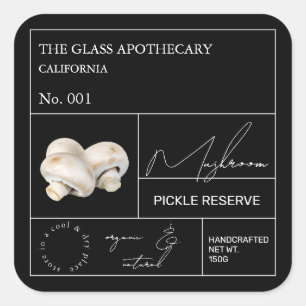 Apothecary Mushroom Label Quadratischer Aufkleber