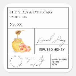 Apothecary Peach Infted Honey Label Quadratischer Aufkleber